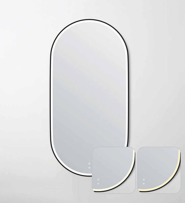 Noosa LED Metal Frame Mirror Matte Black Oak 1500x750mm