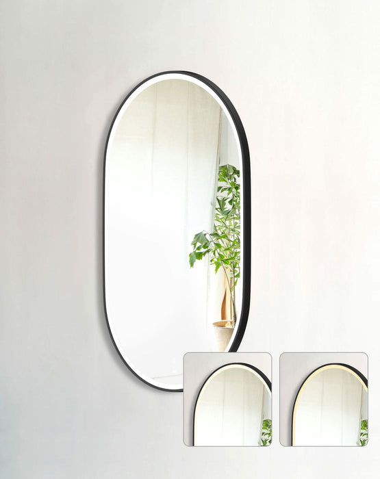 Noosa LED Metal Frame Mirror Matte Black Oak 1200x750mm