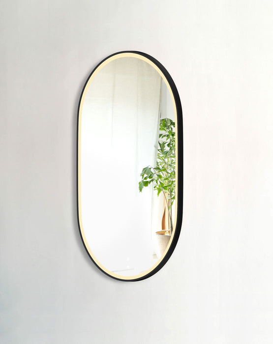 Noosa LED Metal Frame Mirror Matte Black Oak 1200x750mm