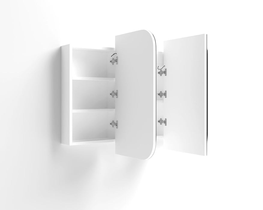 LED Newport Shaving Cabinet Satin white 1200x750mm