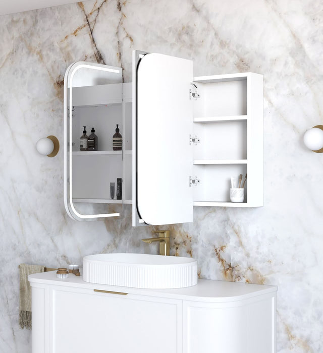 LED Newport Shaving Cabinet Satin white 1200x750mm