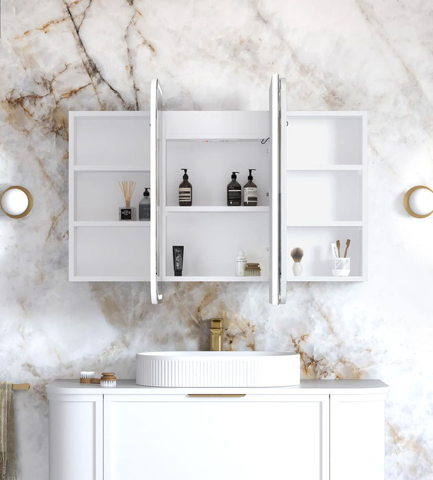 LED Newport Shaving Cabinet Satin white 1200x750mm