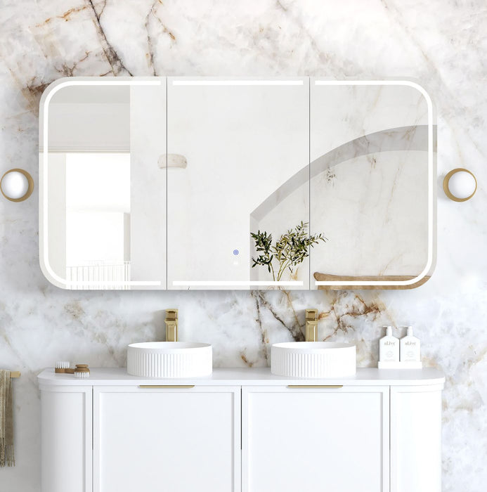 LED Newport Shaving Cabinet Satin white 1500x750mm