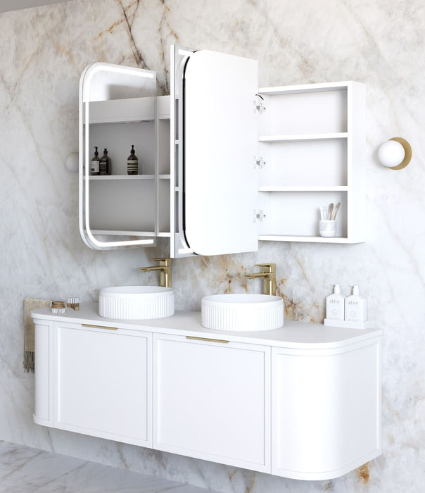 LED Newport Shaving Cabinet Satin white 1500x750mm