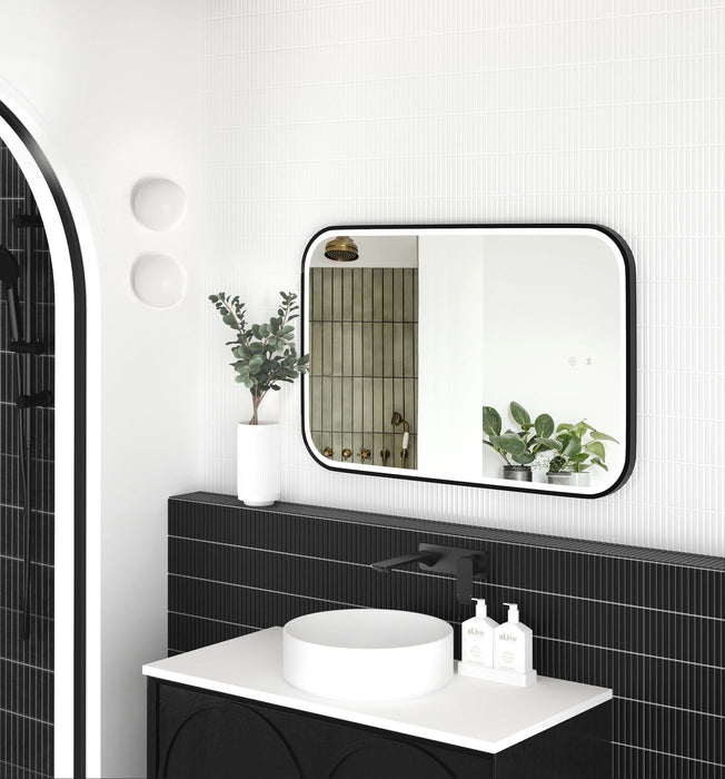 LED Newport Mirror Black Soft Square 900x600mm