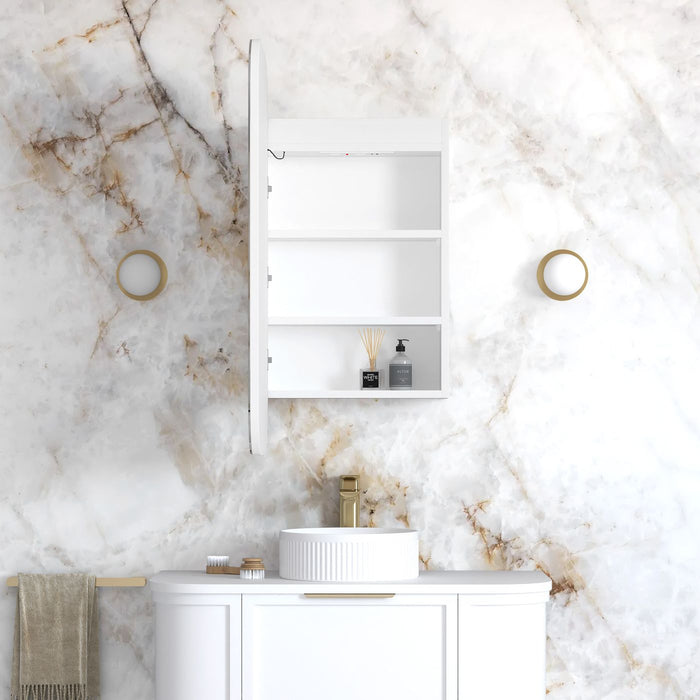 LED Newport Shaving Cabinet Matte white