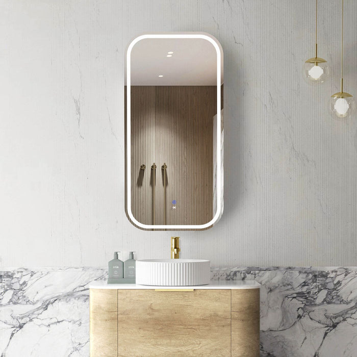 LED Newport Shaving Cabinet Natural Oak