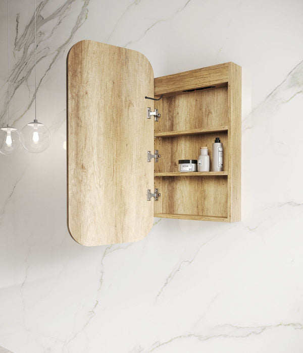 LED Newport Shaving Cabinet Natural Oak