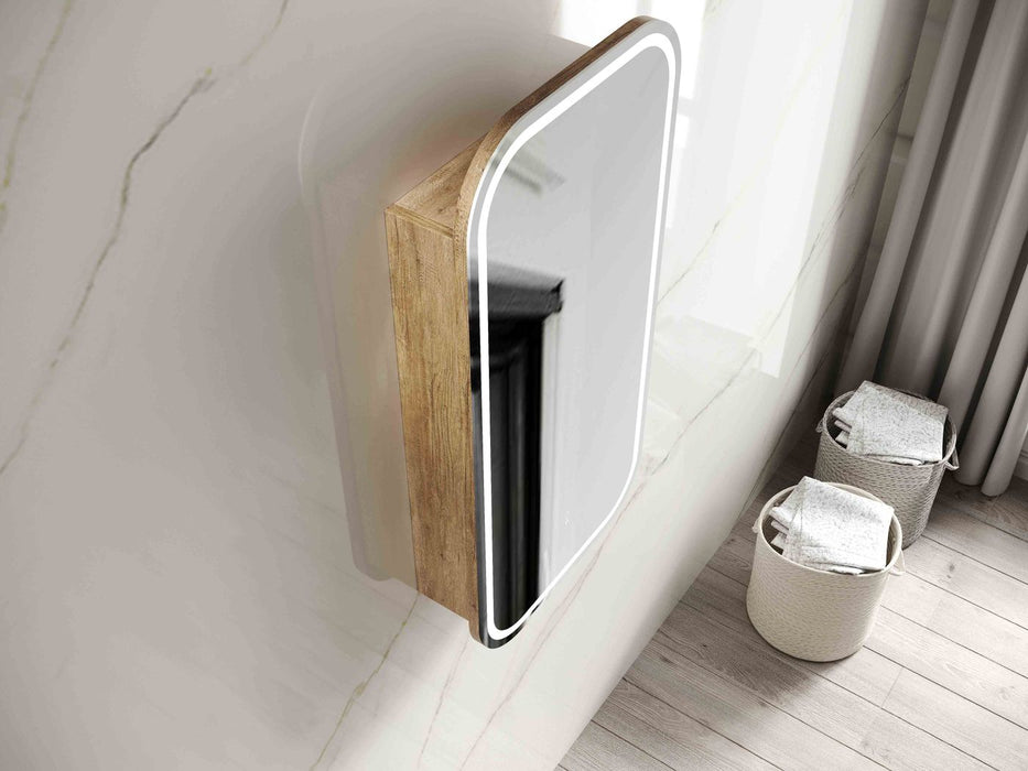 LED Newport Shaving Cabinet Natural Oak