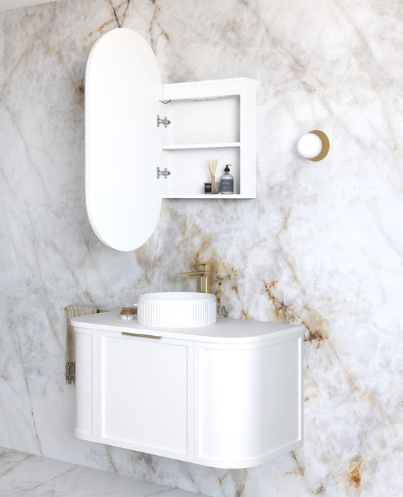 Noosa Led bathroom shaving Cabinet Matte White