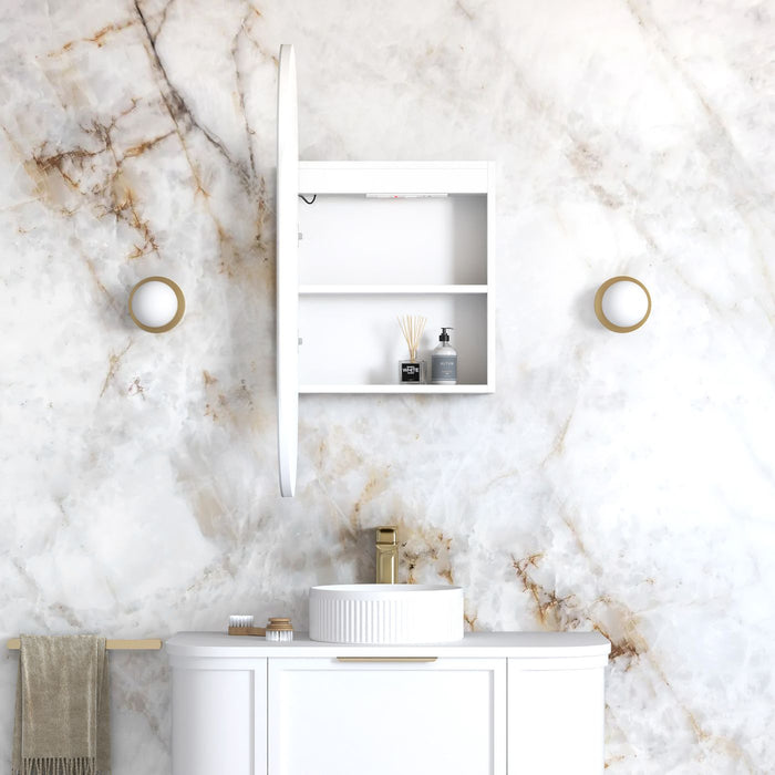 Noosa Led bathroom shaving Cabinet Matte White