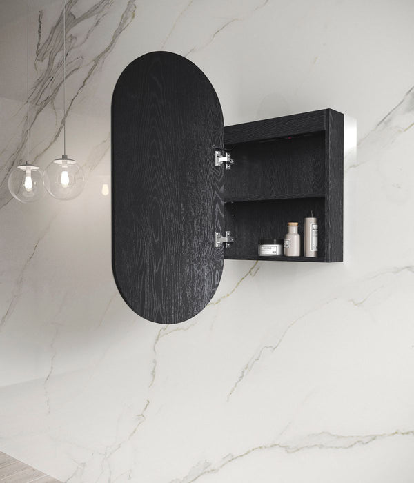 LED Noosa Shaving Cabinet Black Oak