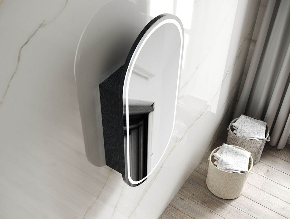 LED Noosa Shaving Cabinet Black Oak