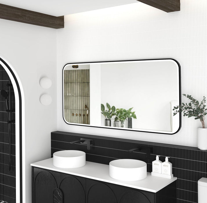 LED Newport Mirror Black Soft Square 1500x750mm