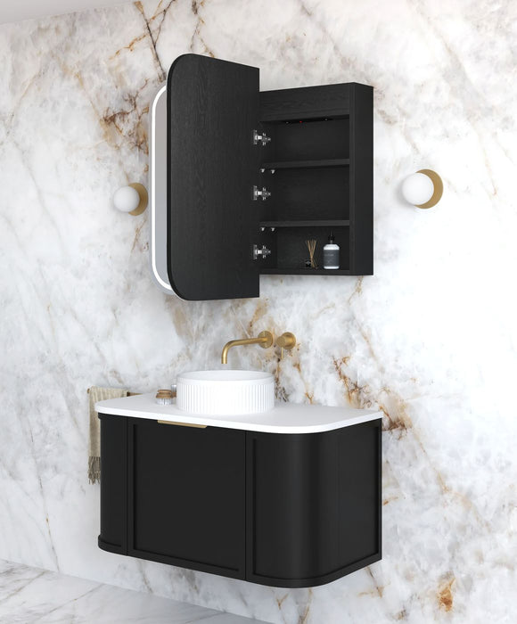 LED Newport Shaving Cabinet Balck Oak 900x750mm
