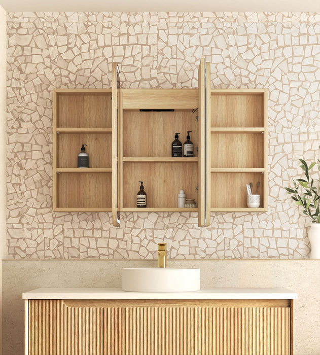 LED Newport Shaving Cabinet Natural Oak 1200x750mm