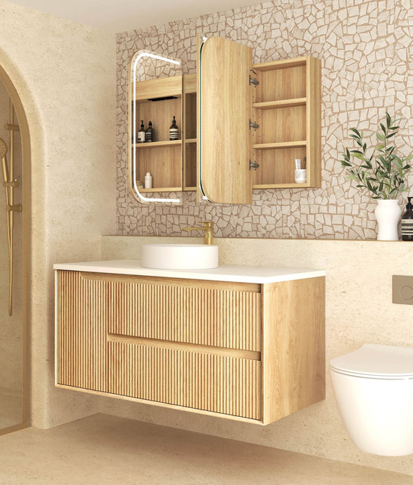 LED Newport Shaving Cabinet Natural Oak 1200x750mm