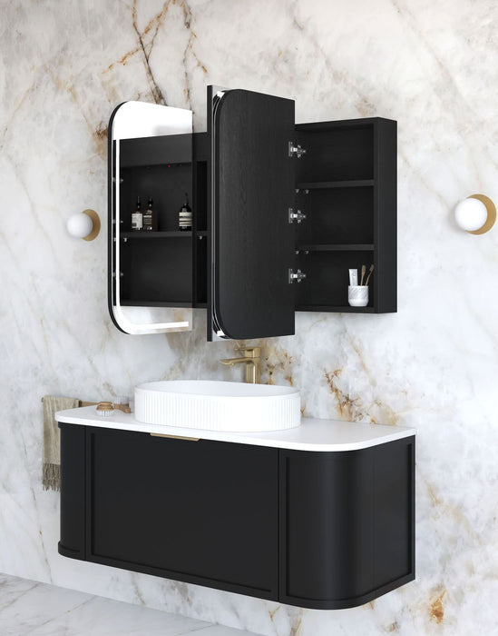 LED Newport Shaving Cabinet Black Oak 1200x750mm