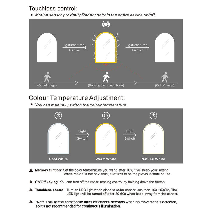ARCHIE LED Frameless Mirror 900 x 600mm Otti Australia